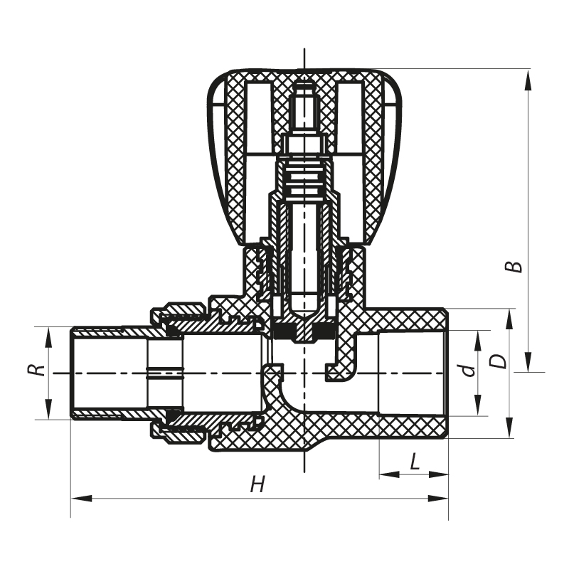 Кран радіаторний Koer K0166.PROPPR 25x3/4 (KP0214) прямий  