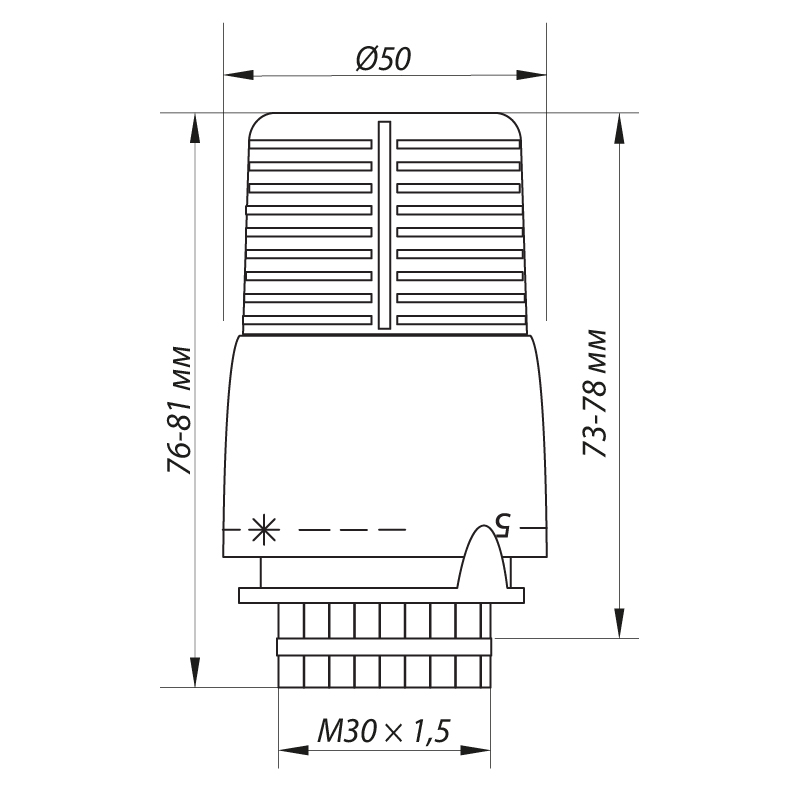 Термоголовка з виносним датчиком Koer KR.1332 M30x1.5 (KR2678)