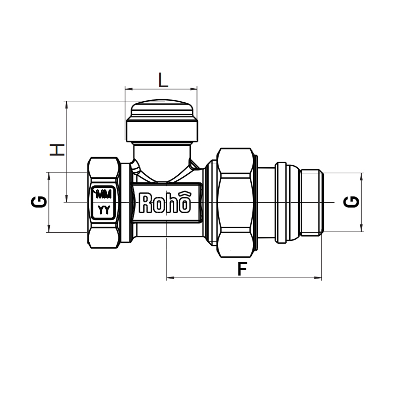 Кран радиаторный Roho R5260-050 - 1/2" (RO0134) прямой 