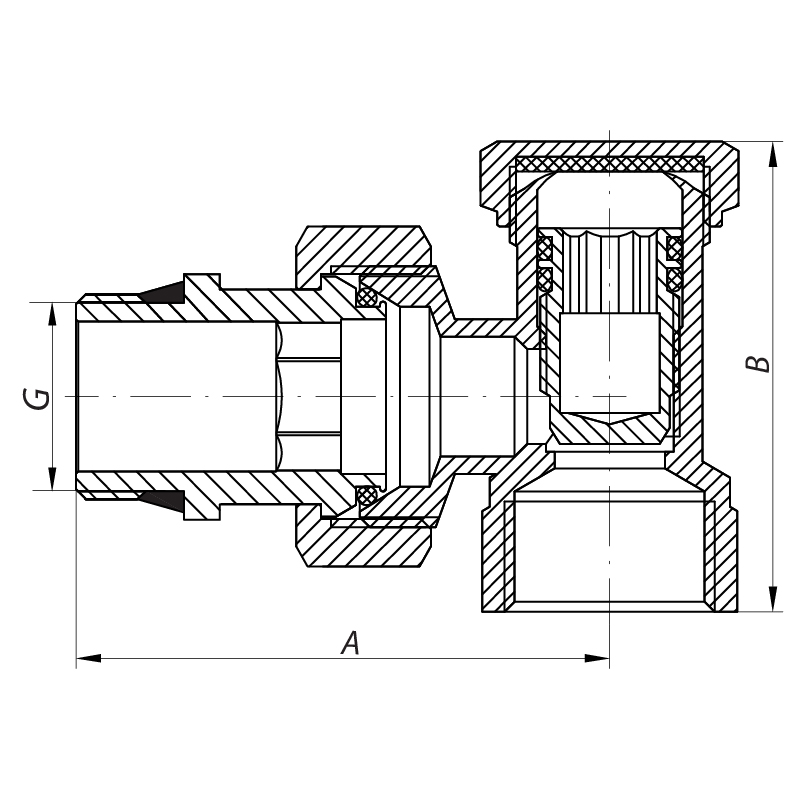 Кран радиаторный Koer KR.902-Gi 1/2x1/2 угловой с антитечкой