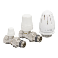 Набір радіаторних кранів Koer SET-12 - 1/2"x1/2" ВЗ (KR3177) (прямий, з термоголовкою) 