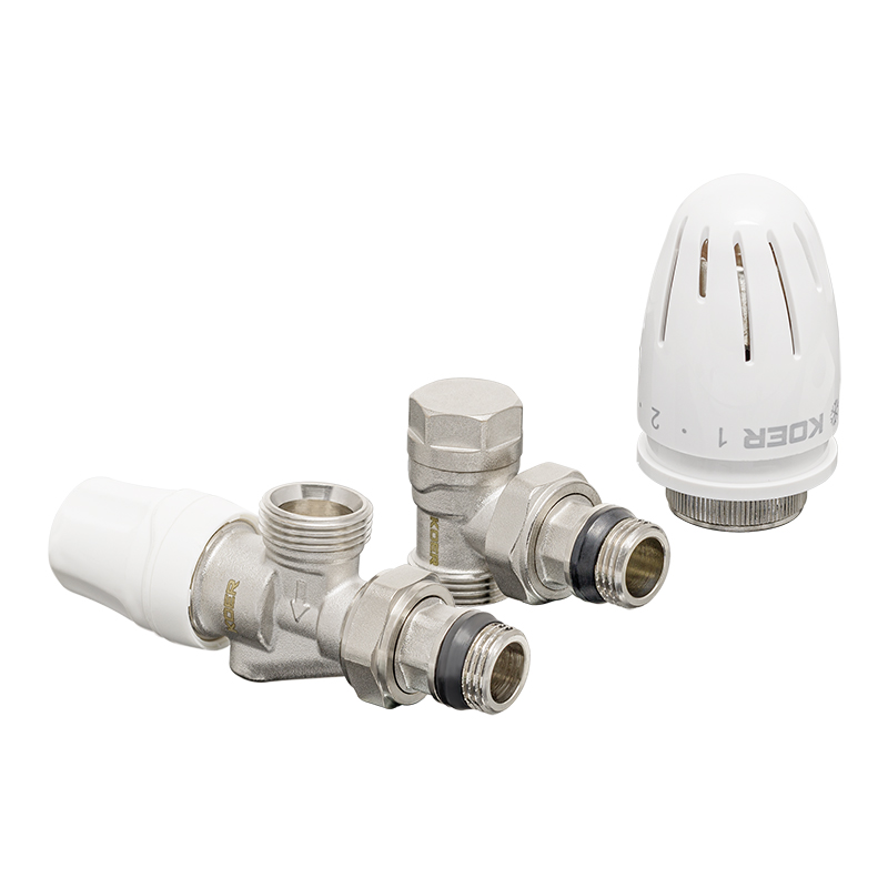 Набор радиаторных кранов Koer SET-16 - 1/2"x3/4" ЗЗ (KR3179) (осевой, с термоголовкой) 