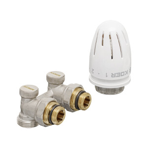 Набор кранов нижнего подключения Koer SET-21 1/2"x3/4" ЗЗ (KR3173) (прямой, с термоголовкой) 