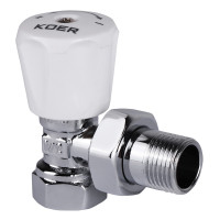 Кран радіаторний Koer KR.901.CHR.W 1/2x1/2 (KR2820) кутовий, хромований 