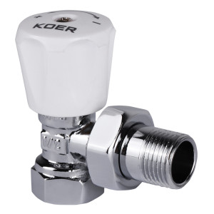 Кран радіаторний Koer KR.901.CHR.W 1/2x1/2 (KR2820) кутовий, хромований 