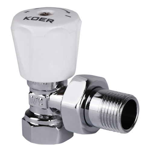 Кран радиаторный Koer KR.901.CHR.W 1/2x1/2 (KR2820) угловой, хромированный
