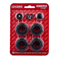 Комплект футорок для радіатора Koer SET-01.Black 1/2" без кріплення (чорний) KR5185