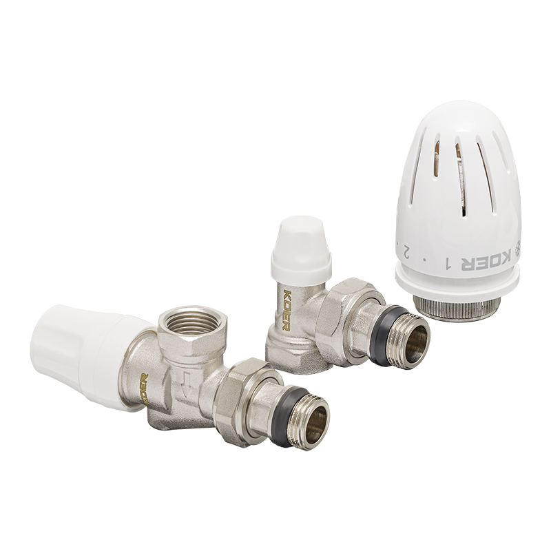 Набір радіаторних кранів Koer SET-13 - 1/2"x1/2" ВЗ (KR3176) (осьовий, з термоголовкою) 