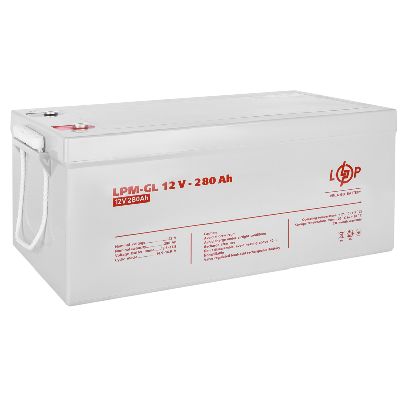 Аккумулятор гелевый 280 Ah (ампер-часов) LogicPower LPM-GL 12V