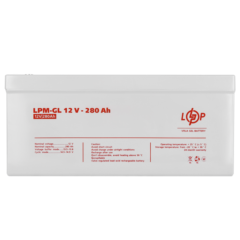 Аккумулятор гелевый 280 Ah (ампер-часов) LogicPower LPM-GL 12V