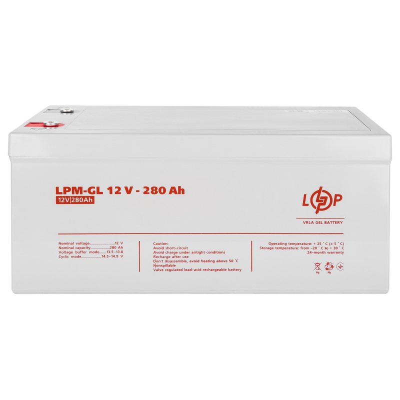 Аккумулятор гелевый 280 Ah (ампер-часов) LogicPower LPM-GL 12V
