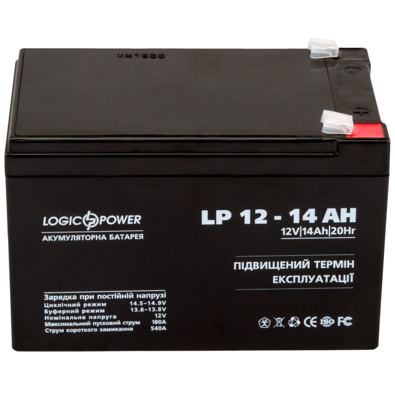 Акумулятор свинцево-кислотний 14 Ah (ампер-годин) LogicPower AGM LP Silver 12V