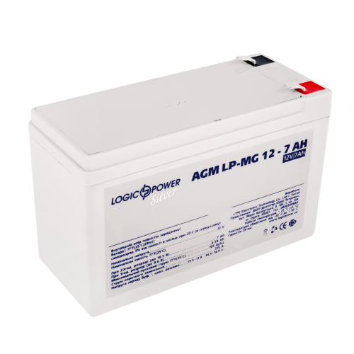 Акумулятор мультигелевий 7 Ah (ампер-годин) LogicPower AGM LP-MG Silver 12V
