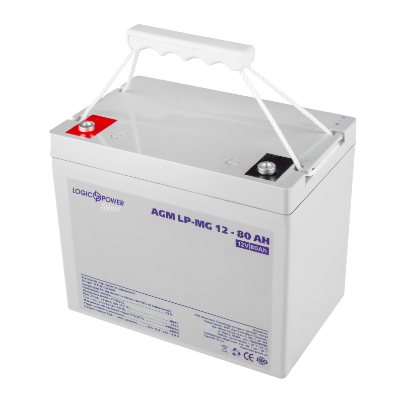 Акумулятор мультигелевий 80 Ah (ампер-годин) LogicPower AGM LP-MG Silver 12V