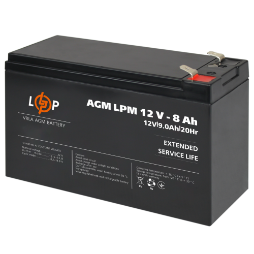 Аккумулятор свинцово-кислотный 8 Ah(ампер-часов) LogicPower AGM LPM 12V