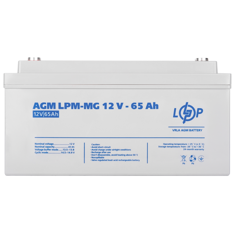 Акумулятор мультигелевий 65 Ah (ампер-годин) LogicPower AGM LPM-MG 12V