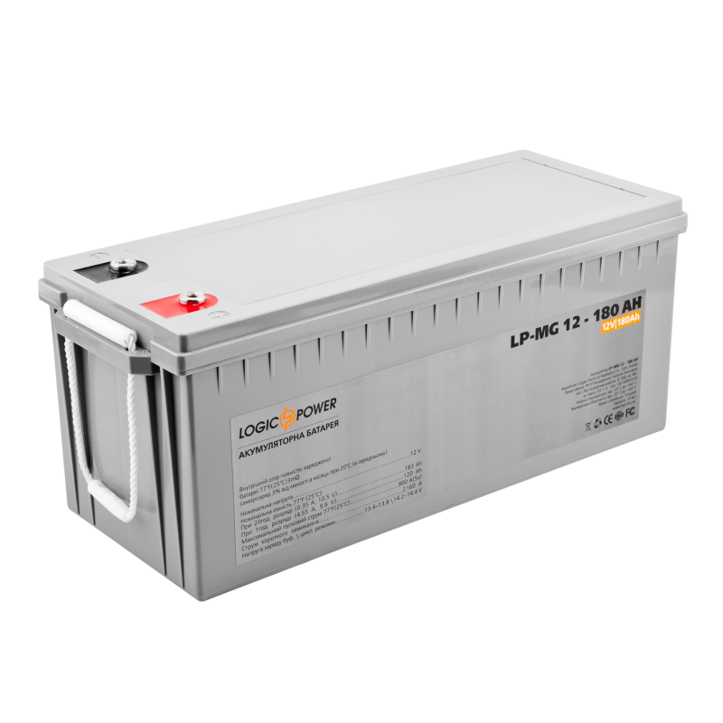 Аккумулятор мультигелевый 180 Ah (ампер-часы) LogicPower AGM LP-MG Silver 12V