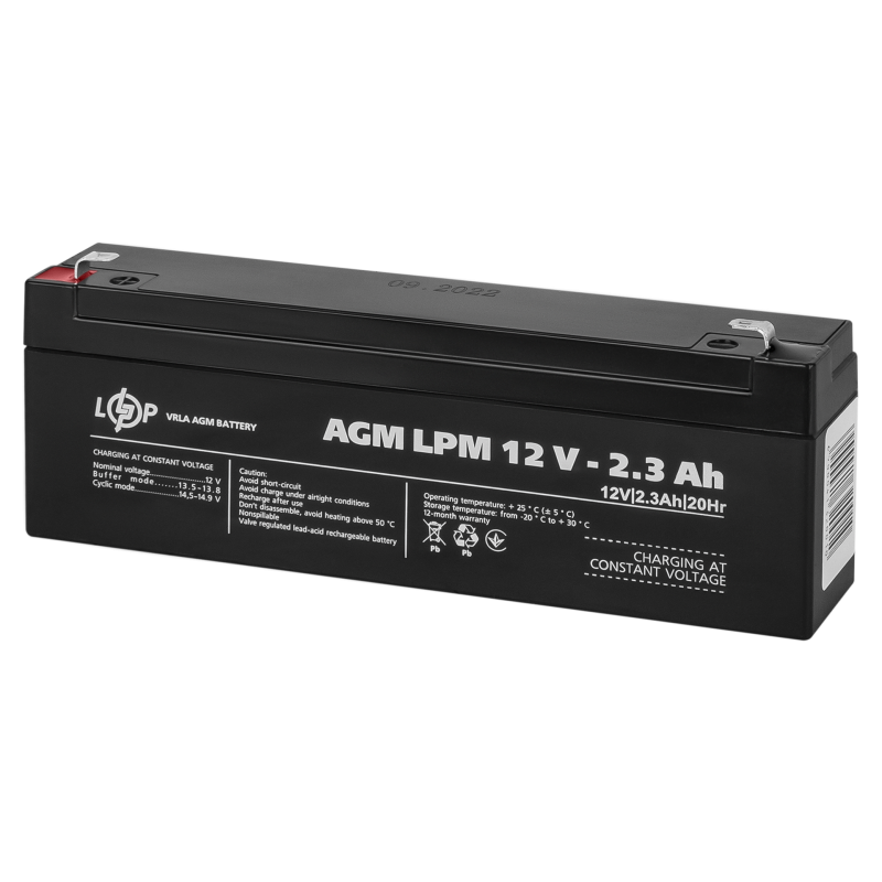 Аккумулятор свинцово-кислотный 2.3 Ah (ампер-часов) LogicPower AGM LPM 12V