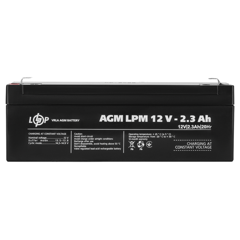 Аккумулятор свинцово-кислотный 2.3 Ah (ампер-часов) LogicPower AGM LPM 12V