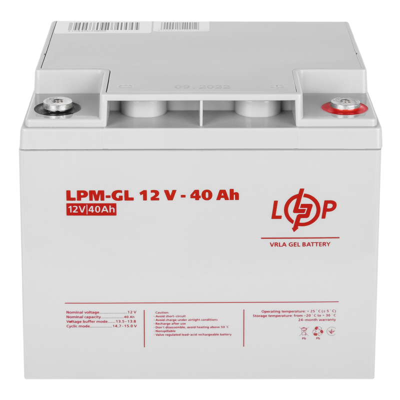 Аккумулятор гелевый 40 Ah (ампер-часов) LogicPower LPM-GL 12V