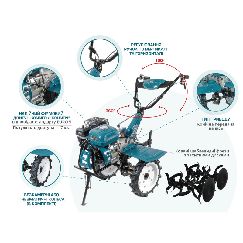 Бензиновий культиватор Konner & Sohnen KS 7HP-1050G