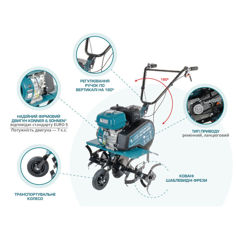Бензиновый культиватор Konner & Sohnen KS 7HP-850A