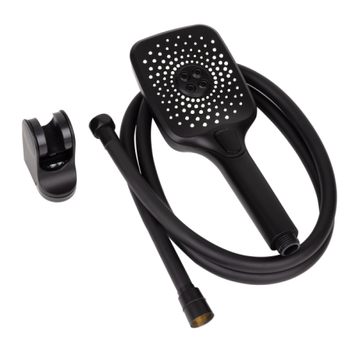 Душовий набір WEZER WKY-537 Black (лійка 3 режими, шланг, кріплення лійки)