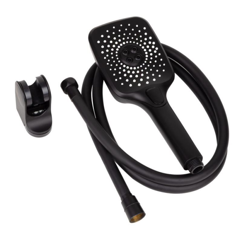 Душовий набір WEZER WKY-537 Black (лійка 3 режими, шланг, кріплення лійки)