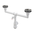 Сифон для здвоєної мийки Alcaplast A453P з нержавіючими решітками DN115 та штуцером