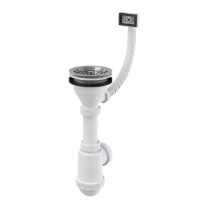 Сифон для мийкі Alcaplast A447-DN50/40 з нержавіючої решіткою DN115 та гофропереливом