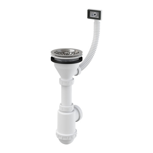 Сифон для мийкі Alcaplast A447-DN50/40 з нержавіючої решіткою DN115 та гофропереливом