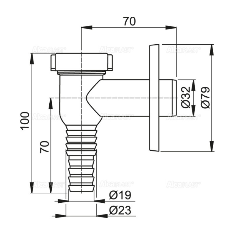 Сифон для пральної машини Alcaplast APS1 зовнішній, хром