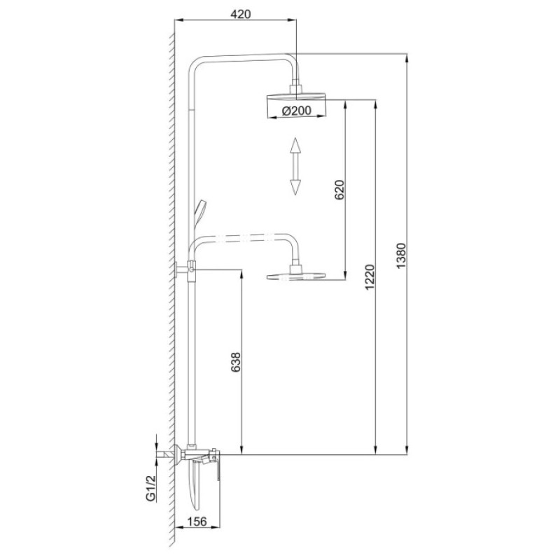 Душова система Frap F2431 (поворотний вилив, білий/хром)