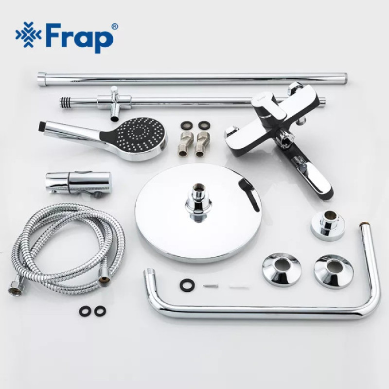 Душова система Frap F2442 (поворотний вилив - перемикач на лійку, 3 режими, чорний/хром) 