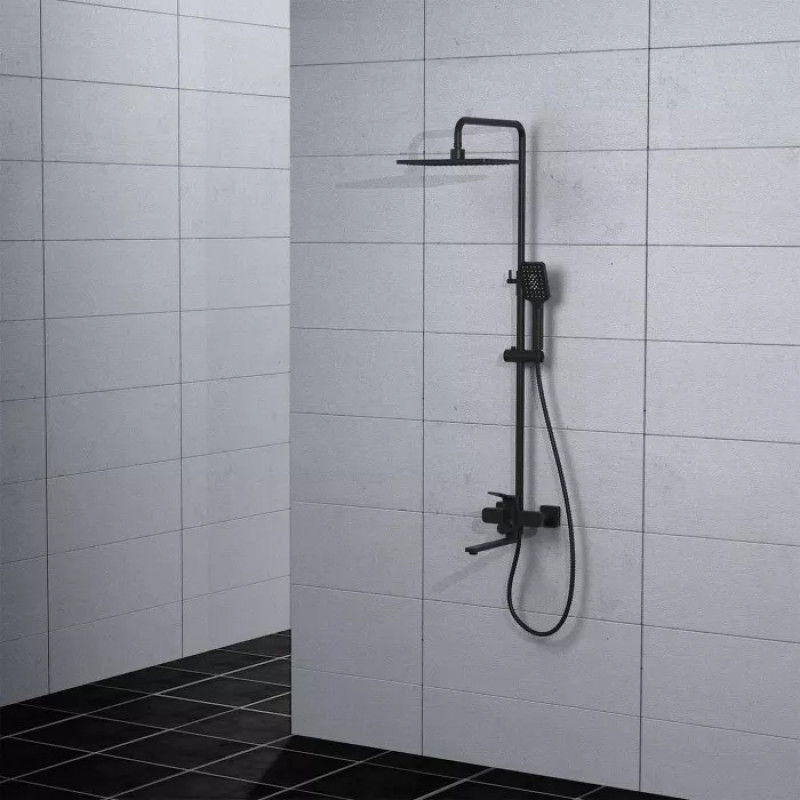 Душевая система Frap F2462 (поворотный излив - переключатель на лейку, 3 режима, черный)