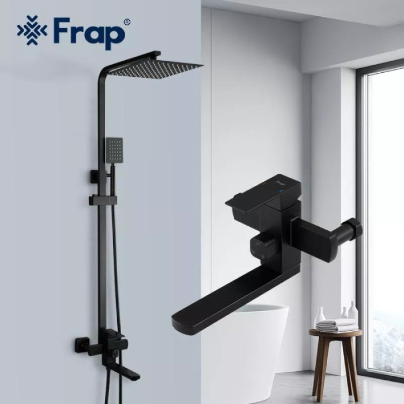 Душевая система Frap F24802-6 (излив – переключатель на лейку, 1 режим, черный)