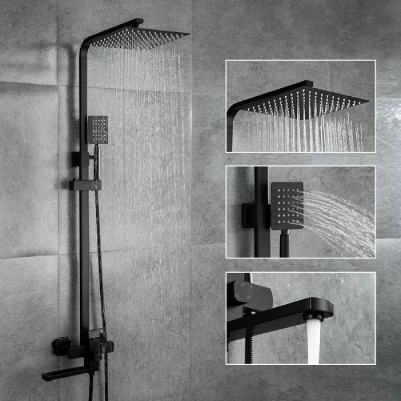 Душевая система Frap F24802-6 (излив – переключатель на лейку, 1 режим, черный)