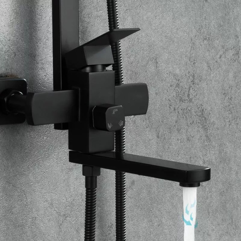 Душевая система Frap F24802-6 (излив – переключатель на лейку, 1 режим, черный)