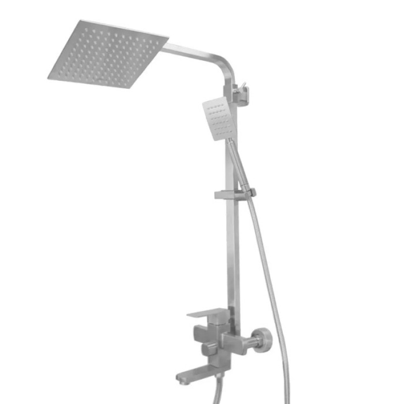 Душевая система WEZER PRO16-02 (поворотный излив - переключатель на лейку/душ, нержавеющая сталь)