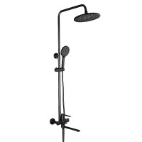 Душова система Frap F2467-6 з поворотним виливом (3-х функційна, лататунь, Ø35, чорний)