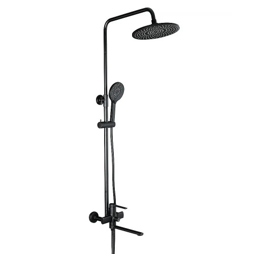 Душевая система Frap F2467-6 с поворотным изливом (3-х функциональная, лататунь, Ø35, черный)