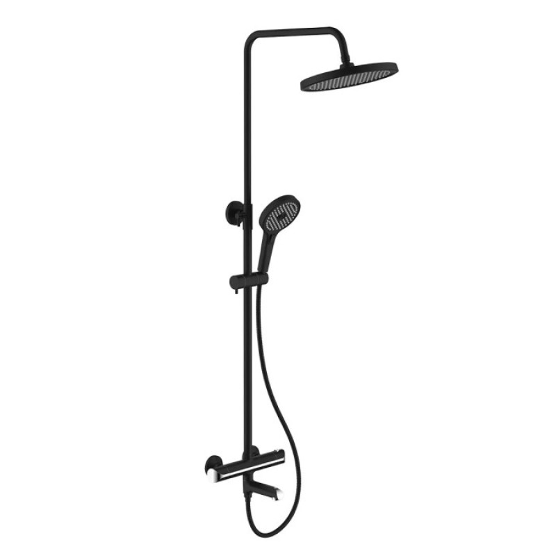Душова система GAPPO G2403-56 з термостатом (вилив, перемикач на лійку, 3 режими, чорний/хром)