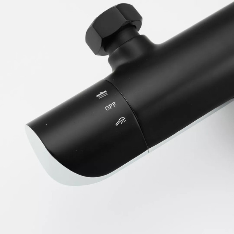 Душова система GAPPO G2403-56 з термостатом (вилив, перемикач на лійку, 3 режими, чорний/хром)