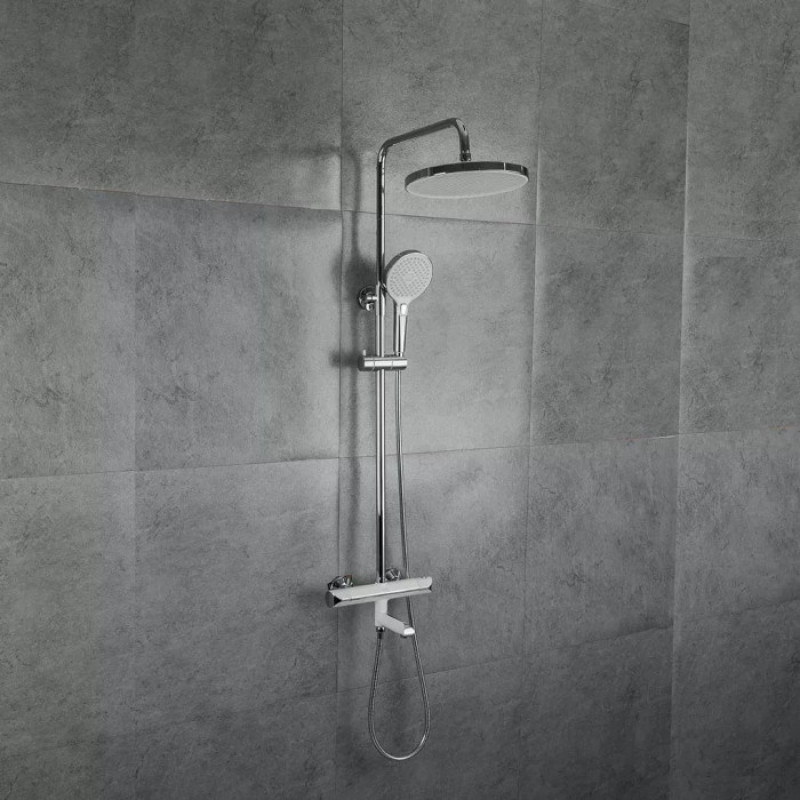 Душова система  GAPPO G2403-58 з термостатом (вилив - перемикач на лійку, 3 режими, білий/хром)