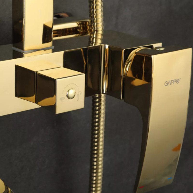 Душевая система GAPPO G2407-3 (излив - переключатель на лейку, 3 функции, золото)