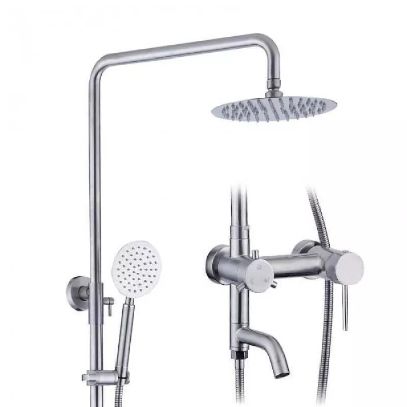 Душова система WEZER EKO16A-01 (поворотний вилив - перемикач на лійку/душ, нержавіюча сталь)