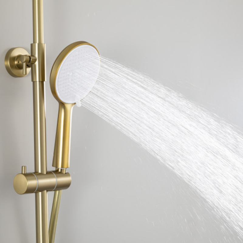 Душова система FRAP F2488-3 з поворотним виливом, 3 функції, латунь, золотий сатин 