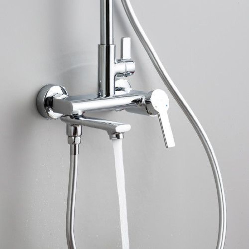 Душевая система FRAP F2488 с поворотным изливом, 3 функции, латунь, хром 