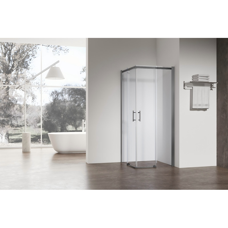 Душевая кабина Koer SR SC03-90x90x200-TR-07 Easy Clean 6мм, без поддона, прозрачное стекло, графит