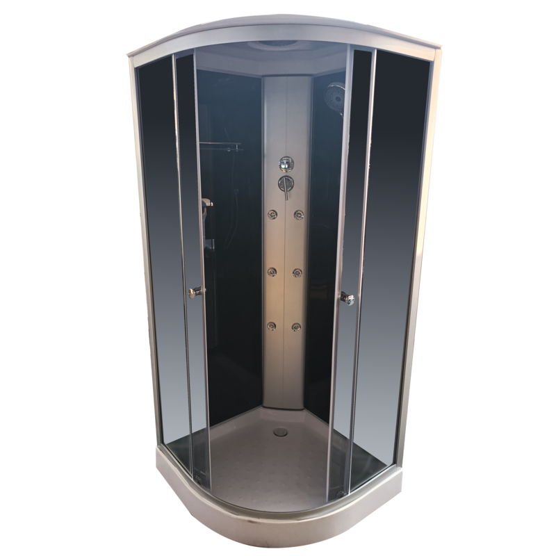 Бокс душовий Mixxus STRONG SBH02-90x90x215-GR SATIN  з гідромасажем та низьким піддоном 